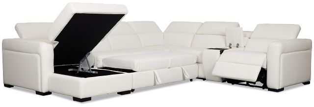 Melody White Storage Medium Left Dual Power Chaise Sleeper Sectional