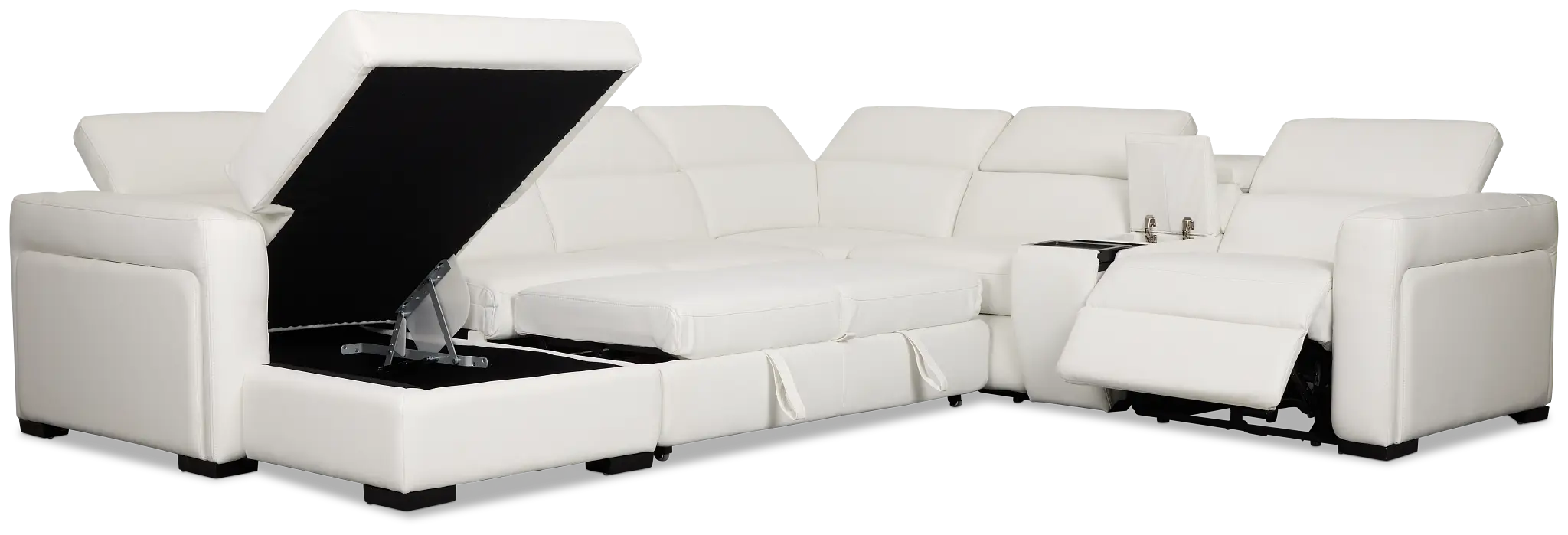 Melody White Storage Medium Left Dual Power Chaise Sleeper Sectional Melody White Storage Medium Left Dual Power Chaise Sleeper Sectional