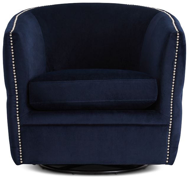 Naomi Dark Blue Micro Swivel Accent Chair (3)