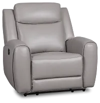 Walker Light Gray Lthr/vinyl Recliner