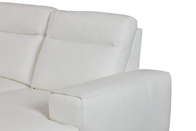 Elba White Leather Medium Dual Power Right Chaise Sectional