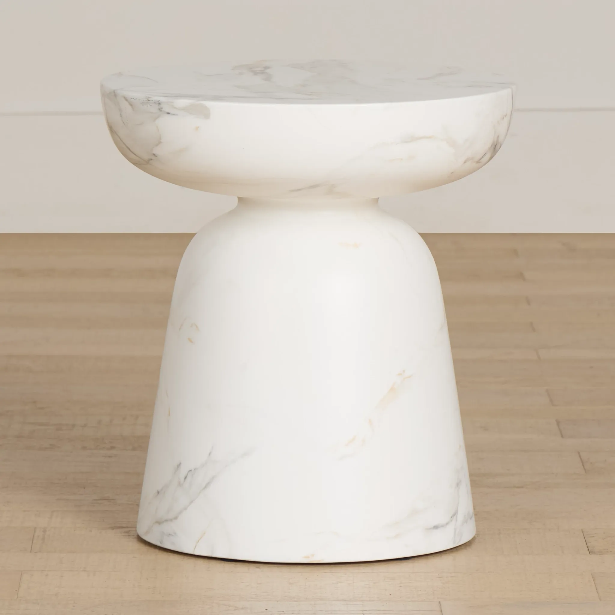 Merrick White Round End Table