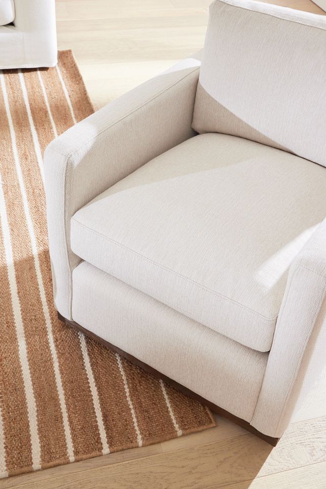 Mckenzie White Fabric Swivel Accent Chair