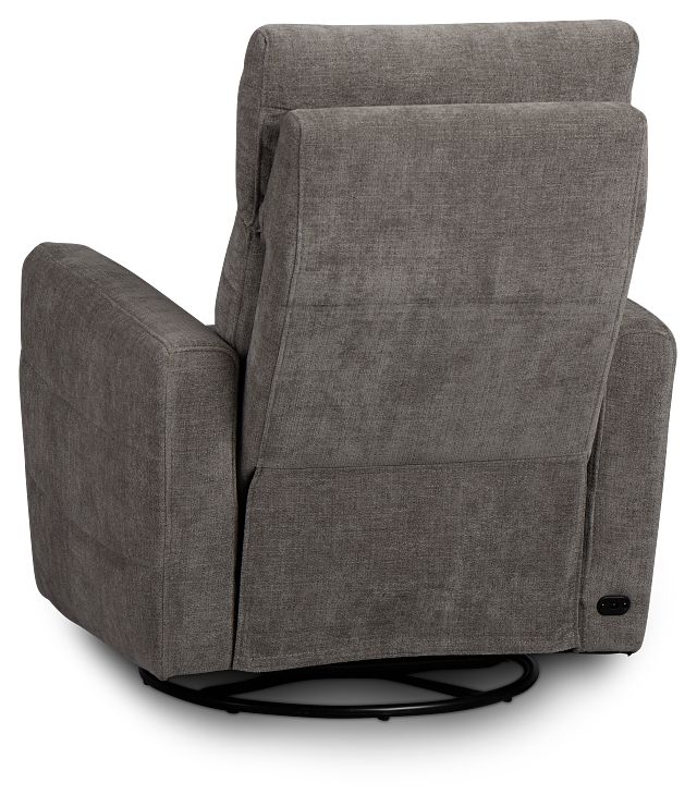 Rae Gray Fabric Power Swivel Glider Recliner