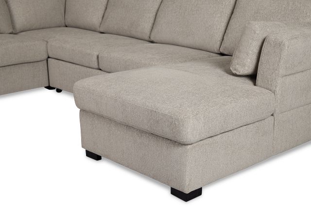 Amber Light Gray Fabric Large Right Chaise Storage Sleeper Sectional