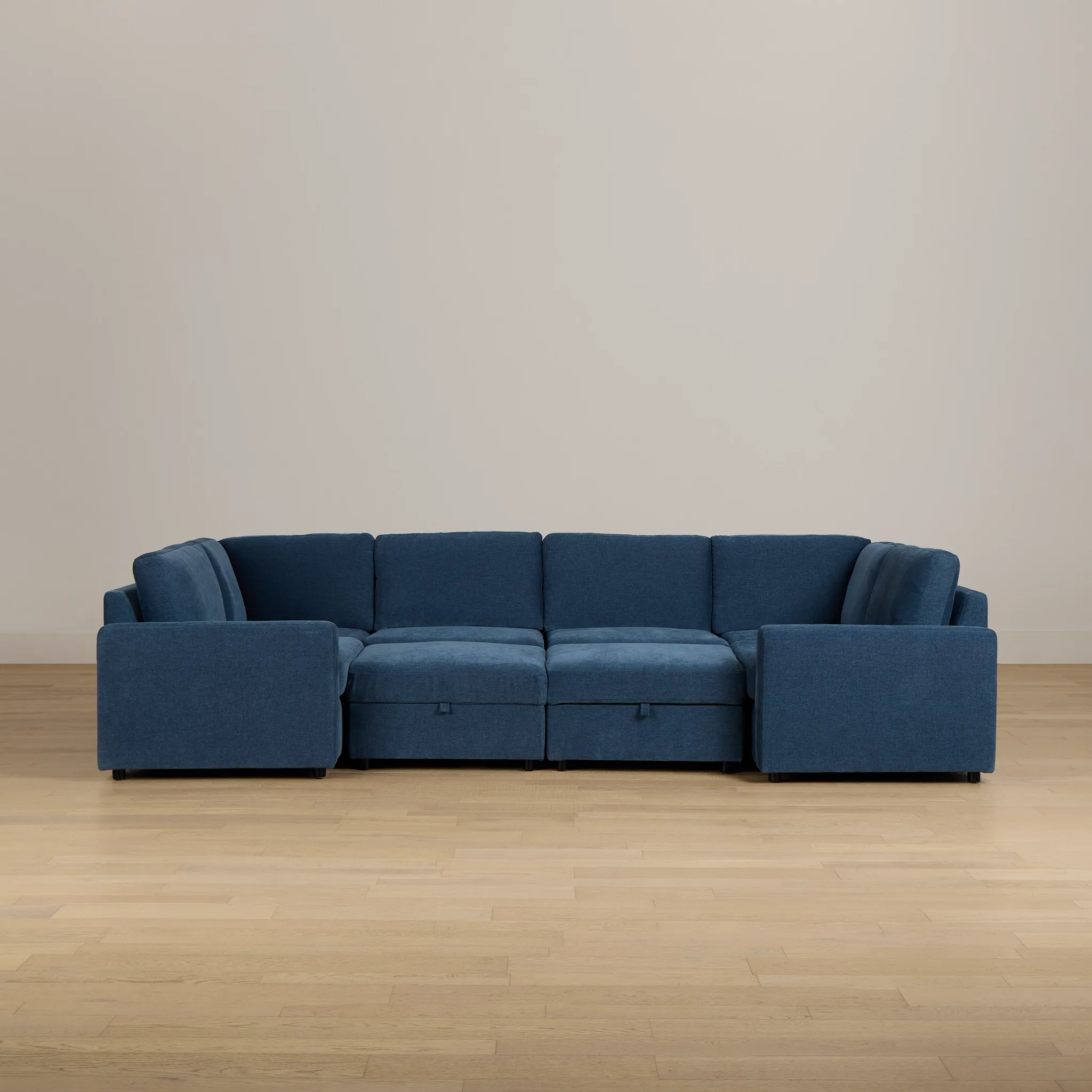 Addie Blue Fabric 8-piece Pit Storage Sectional