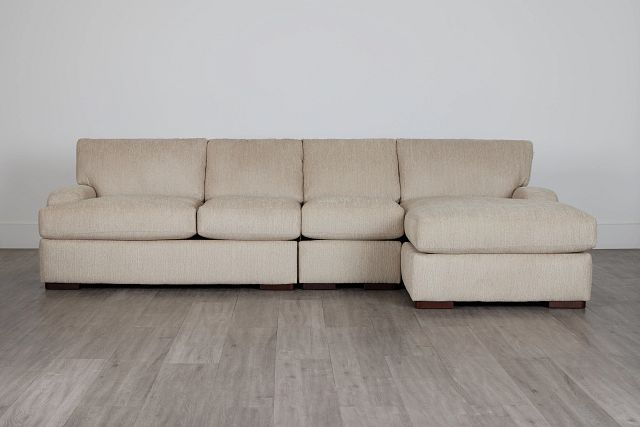 Alpha Beige Fabric Small Right Chaise Sectional