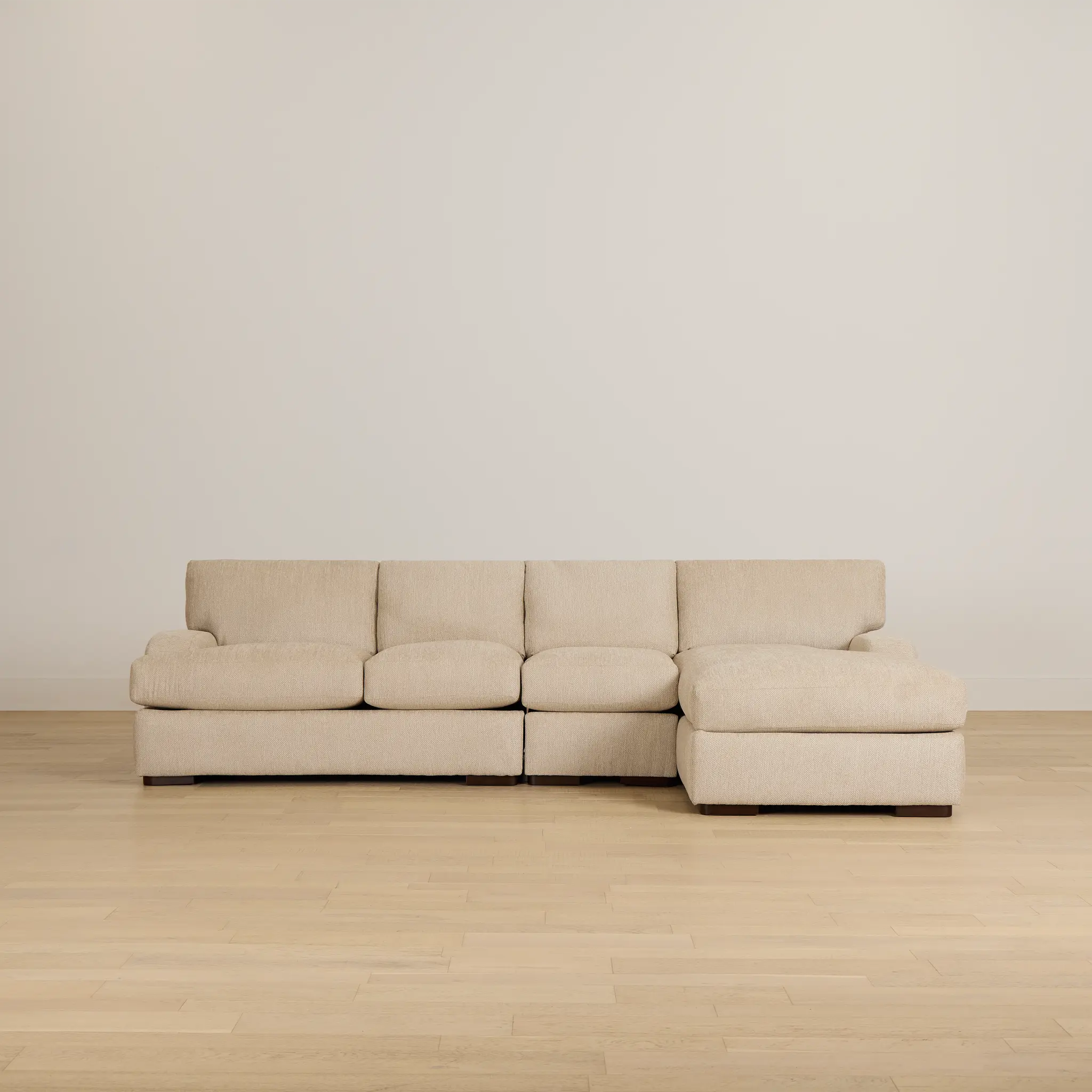 Alpha Beige Fabric Small Right Chaise Sectional Alpha Beige Fabric Small Right Chaise Sectional