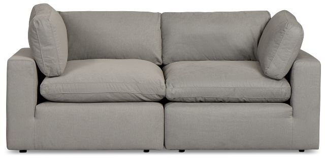 Grant Light Gray Fabric 2-piece Modular Sofa