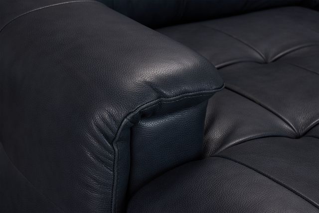 Rowan Navy Leather Left Chaise Sectional