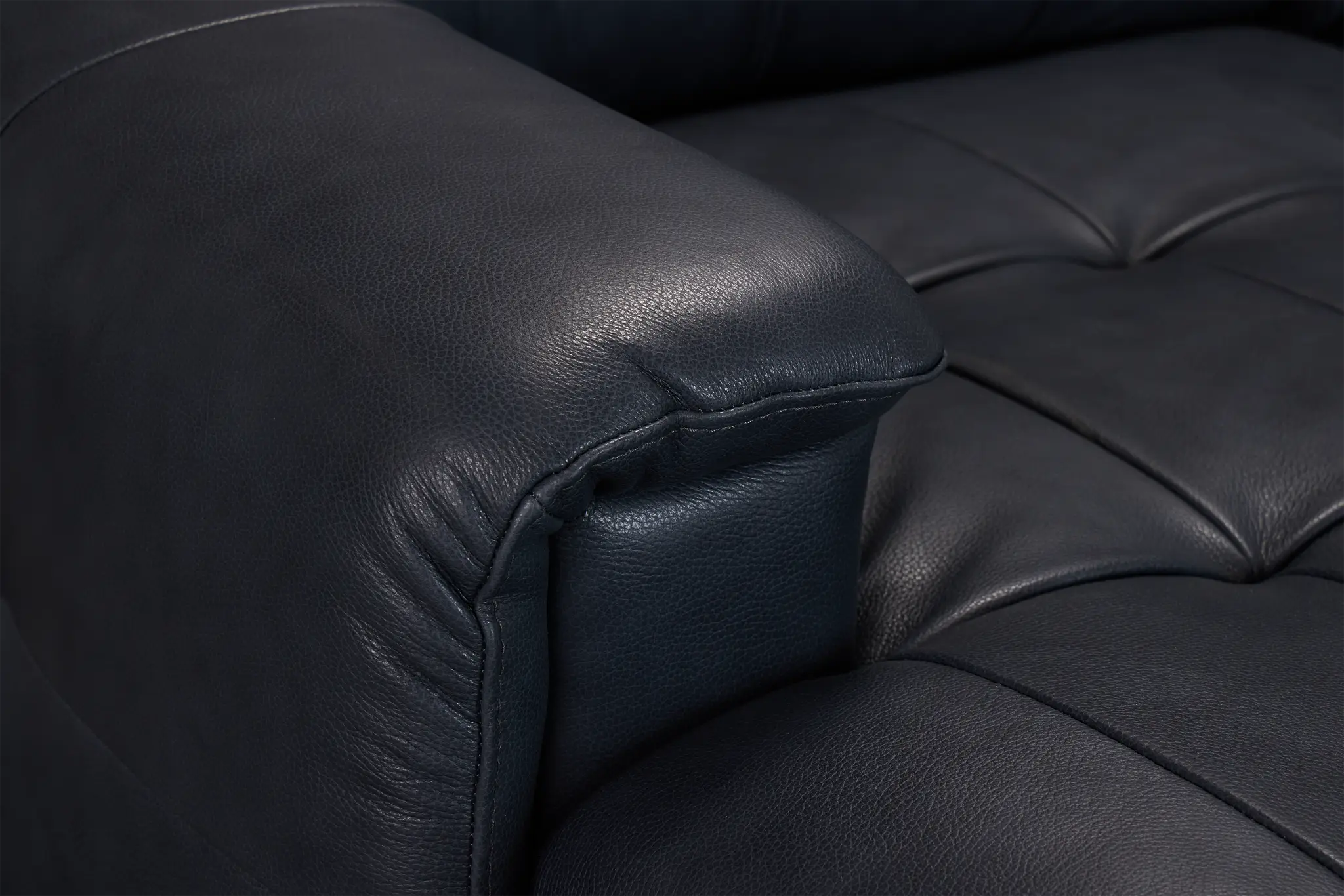 Rowan Navy Leather Left Chaise Sectional Rowan Navy Leather Left Chaise Sectional