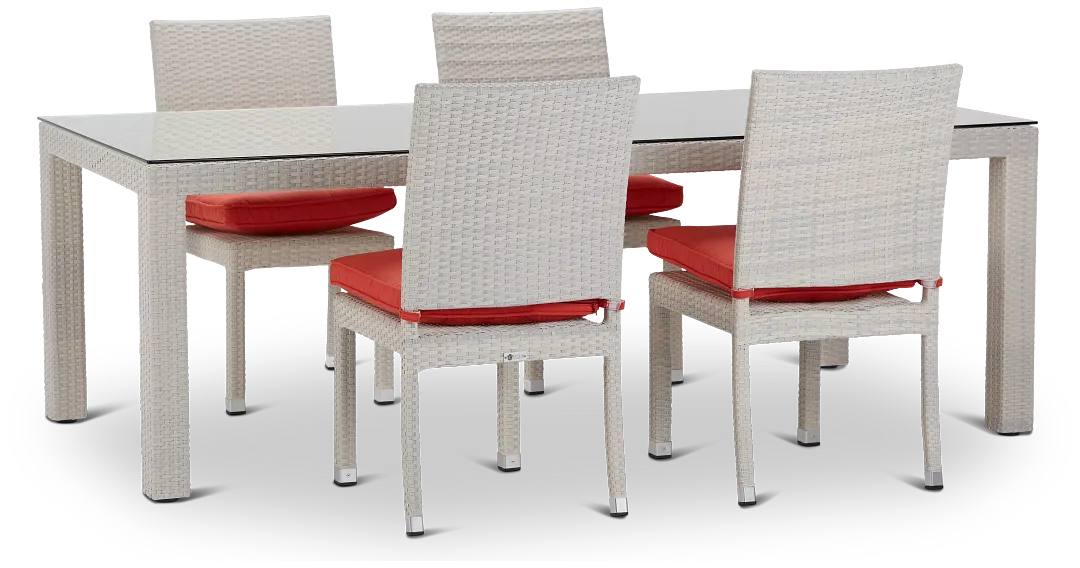 Bahia Orange 84" Rectangular Table & 4 Upholstered Chairs