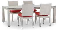Bahia Orange 84" Rectangular Table & 4 Upholstered Chairs