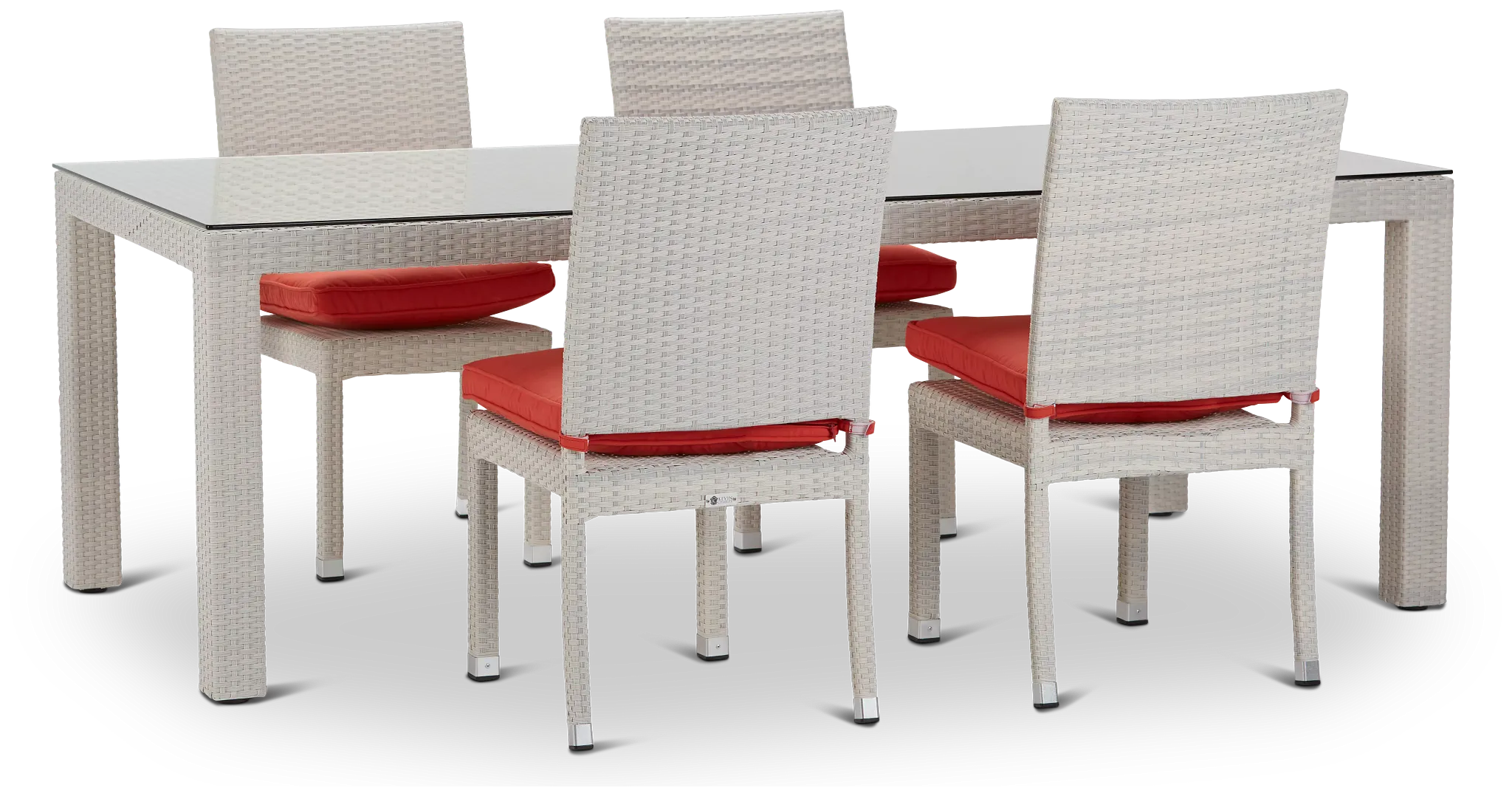 Bahia Orange 84" Rectangular Table & 4 Upholstered Chairs
