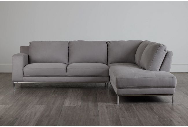 Wynn Light Gray Micro Right Chaise Sectional