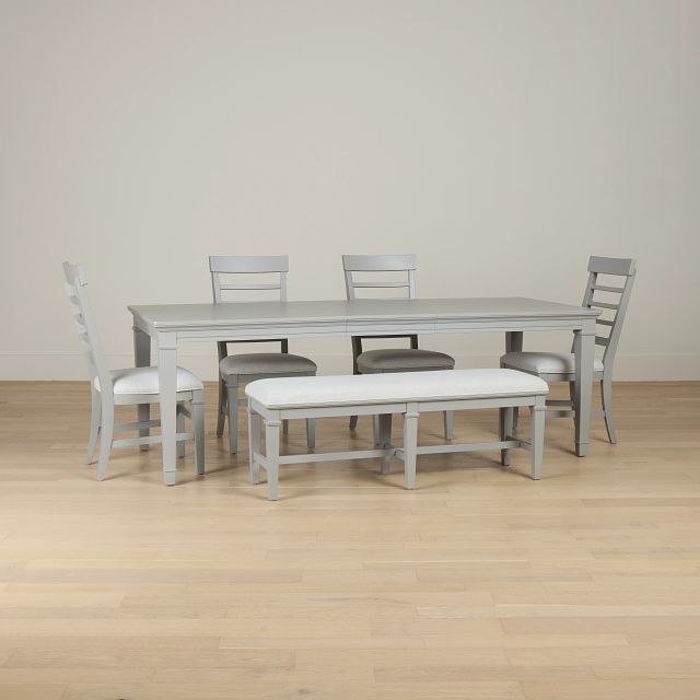 Cape Cod Gray Rect Table, 4 Chairs & Bench