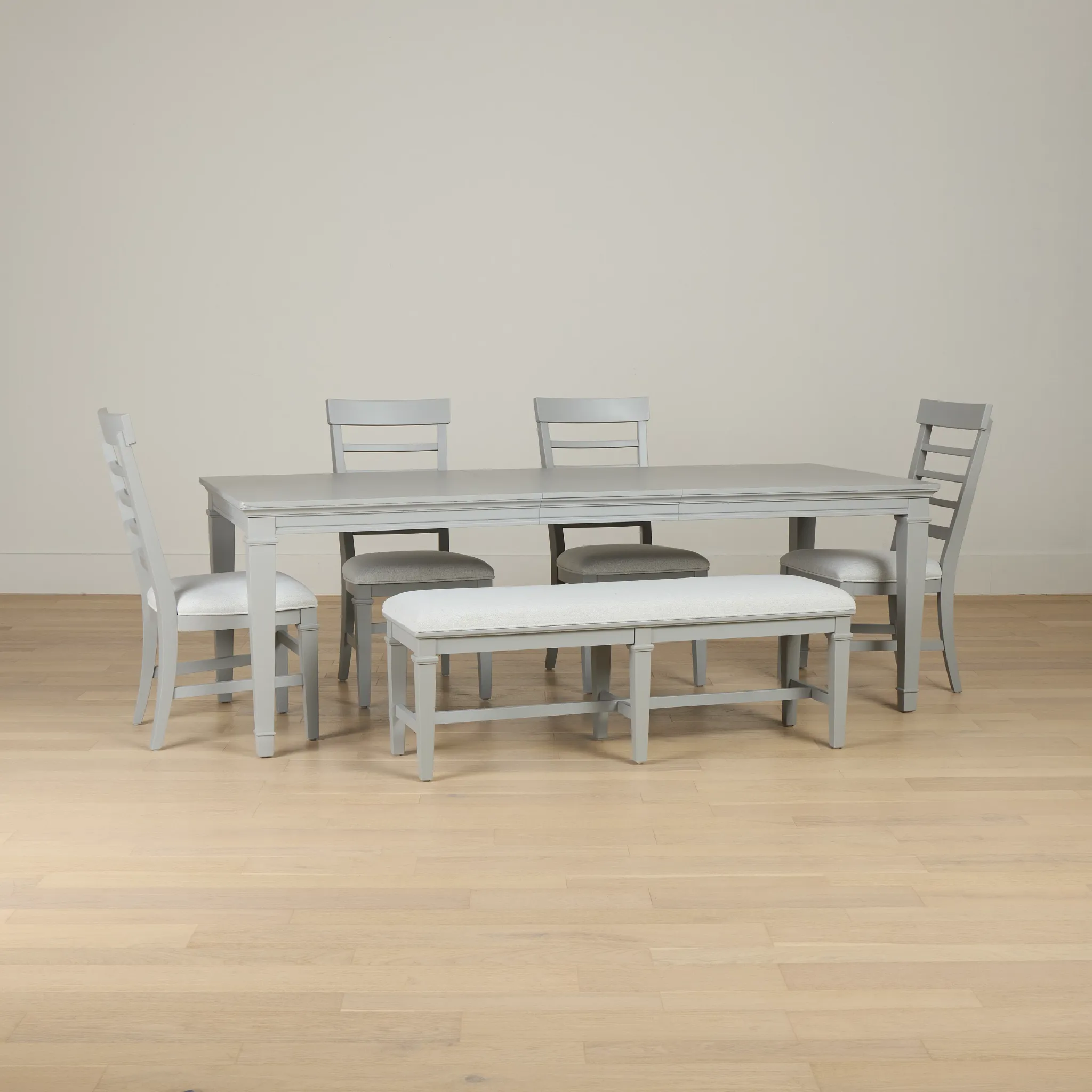 Cape Cod Gray Rect Table, 4 Chairs & Bench