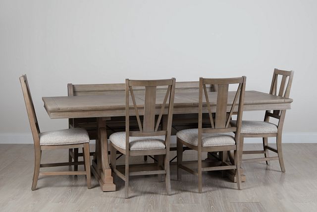 Heron Cove Light Tone Trestle Table, 4 Chairs & Bench (0)