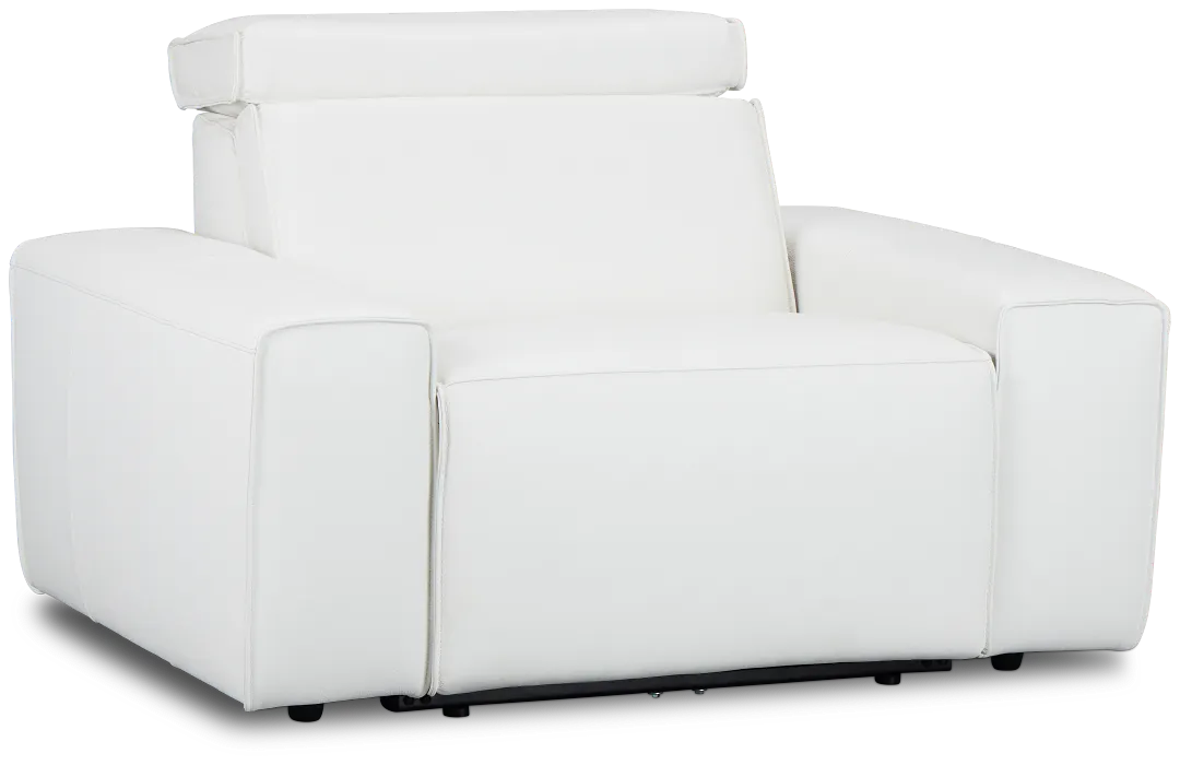 Carmelo White Leather Power Recliner