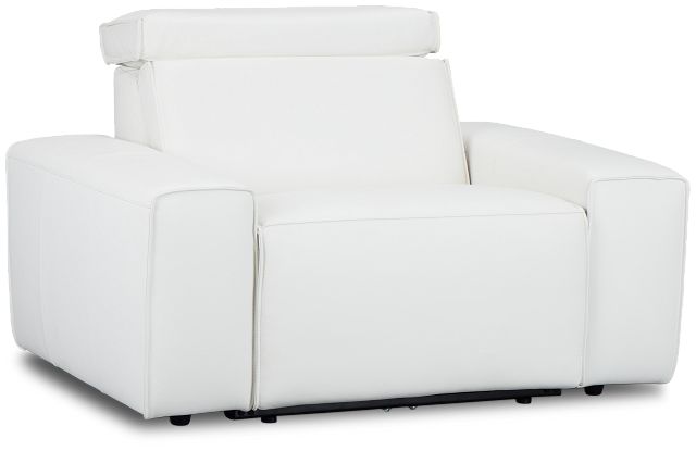 Carmelo White Leather Power Recliner