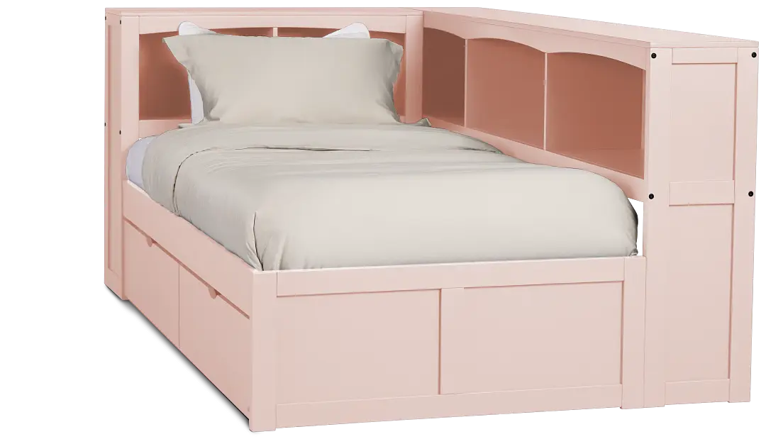 Charleston Pink Corner Bookcase Bed With 2 Storage Drawers Charleston Pink Corner Bookcase Bed With 2 Storage Drawers