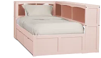 Charleston Pink Corner Bookcase Bed With 2 Storage Drawers