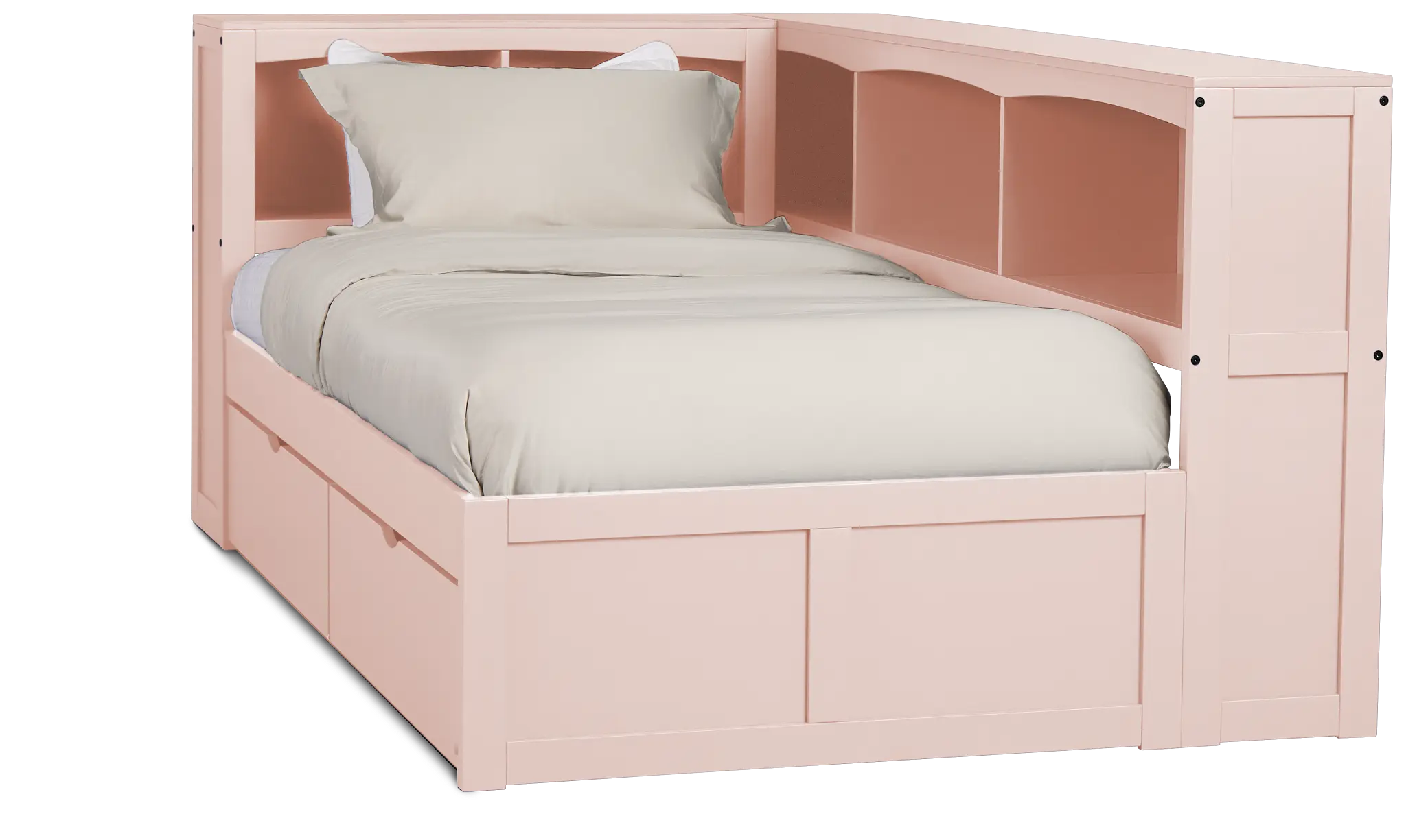 Charleston Pink Corner Bookcase Bed With 2 Storage Drawers Charleston Pink Corner Bookcase Bed With 2 Storage Drawers