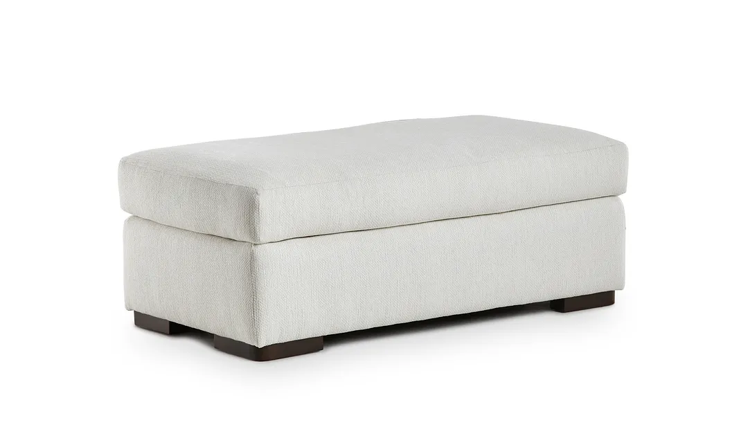 Alpha White Fabric Ottoman