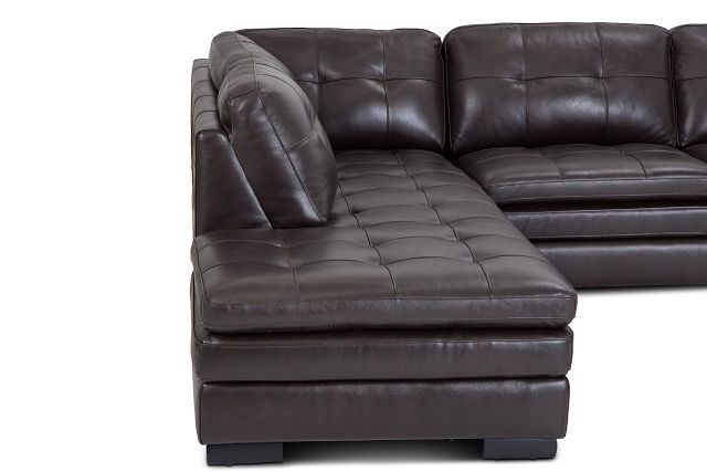 Braden Dark Brown Leather Small Left Bumper Sectional