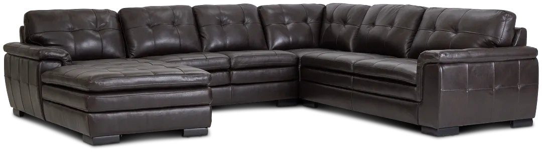 Braden Dark Brown Leather Medium Left Chaise Sectional