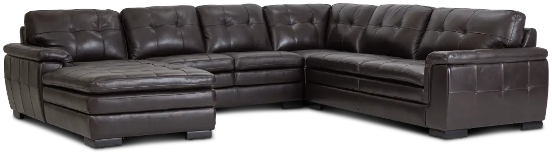 Braden Dark Brown Leather Medium Left Chaise Sectional Braden Dark Brown Leather Medium Left Chaise Sectional