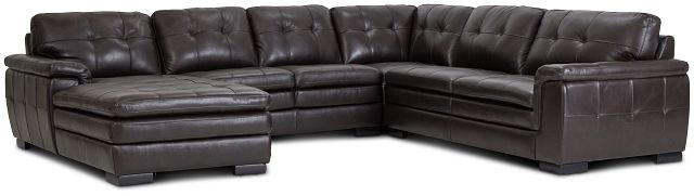 Braden Dark Brown Leather Medium Left Chaise Sectional