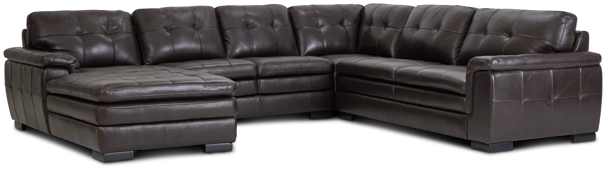 Braden Dark Brown Leather Medium Left Chaise Sectional