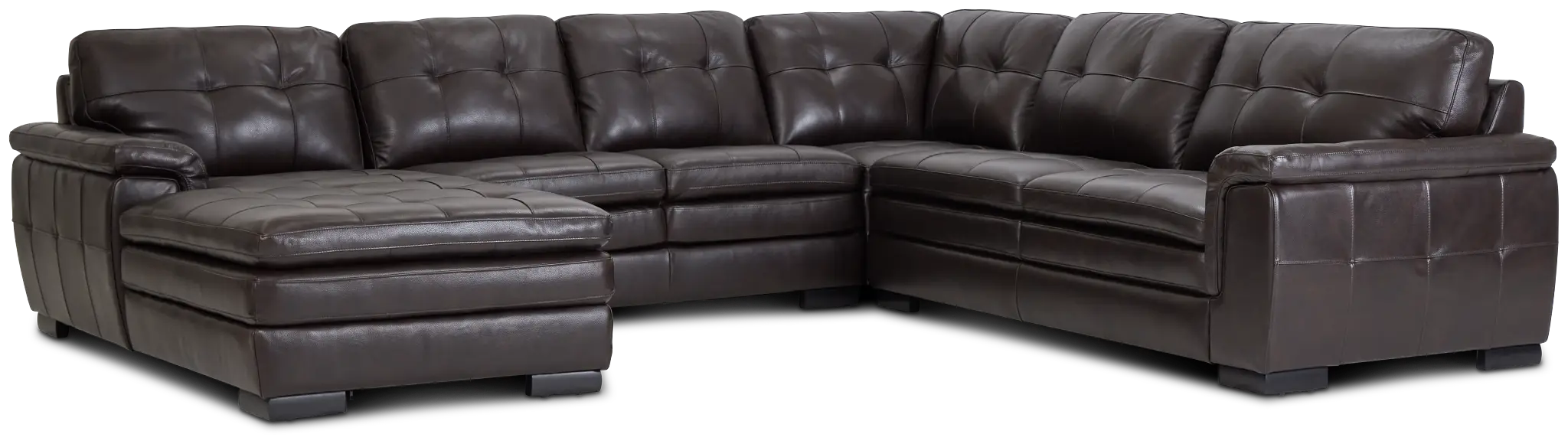 Braden Dark Brown Leather Medium Left Chaise Sectional Braden Dark Brown Leather Medium Left Chaise Sectional