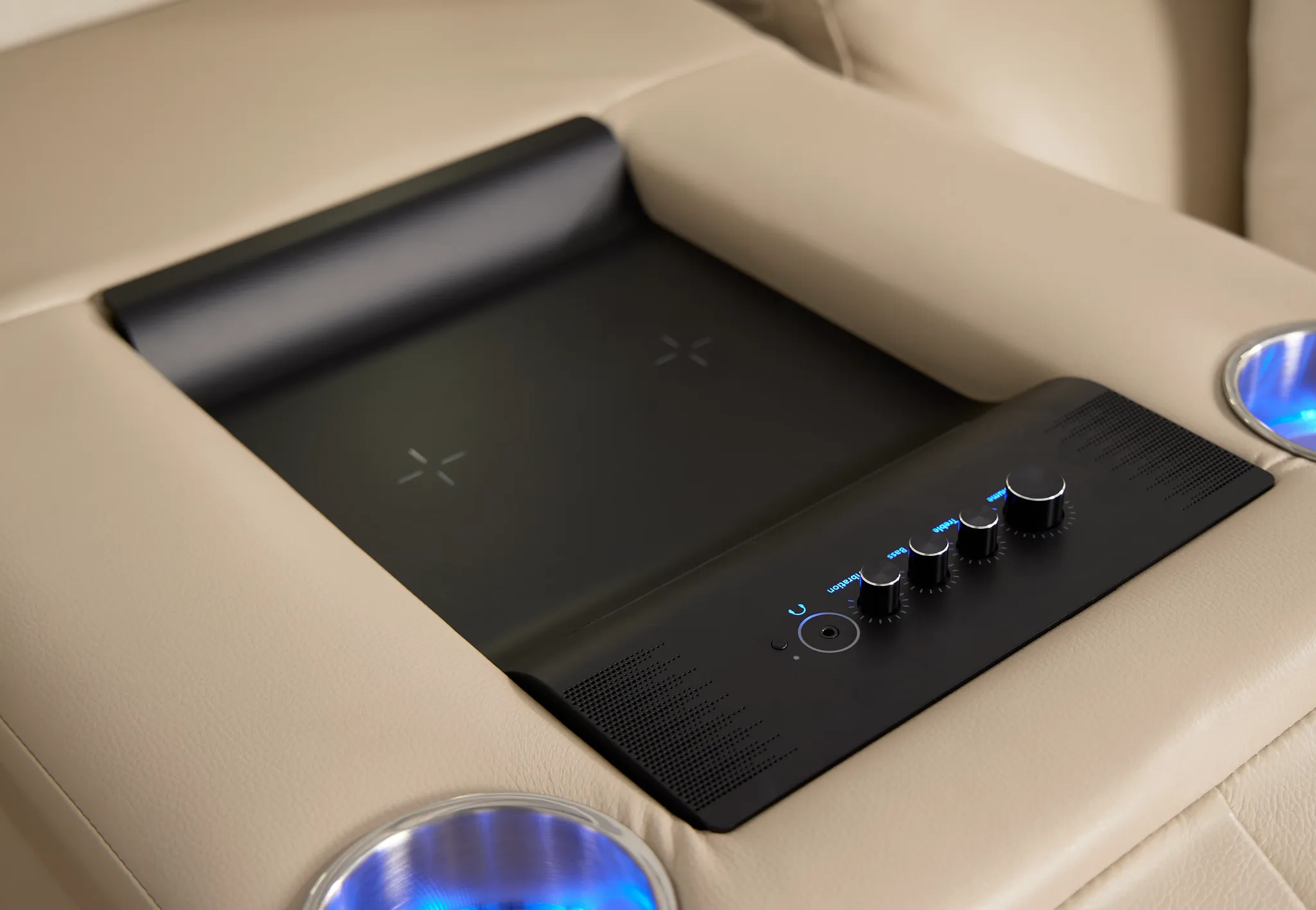 Fallon Beige Lthr/vinyl Power Reclining Sofa W/ Massage