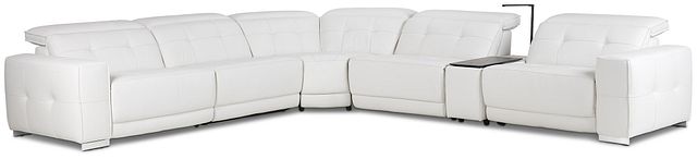 Reva White Leather Medium Triple Power 2-arm Sectional