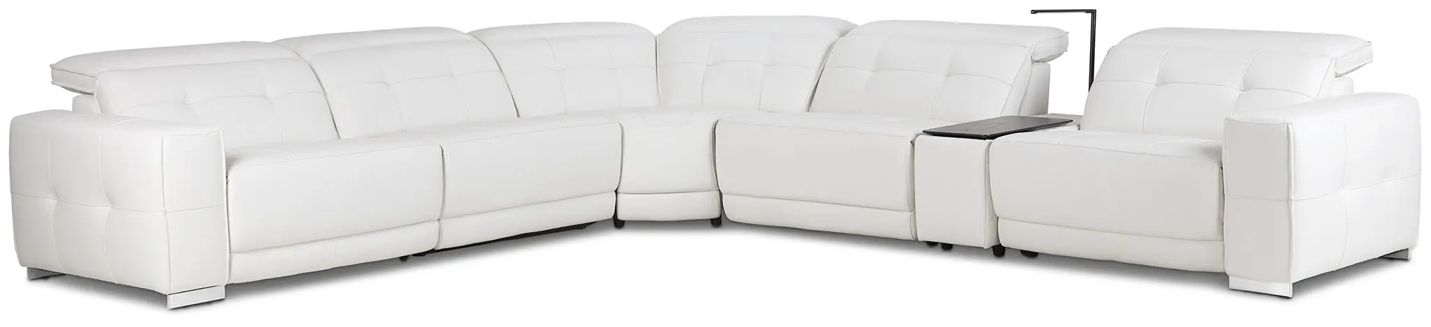 Reva White Leather Medium Triple Power 2-arm Sectional Reva White Leather Medium Triple Power 2-arm Sectional