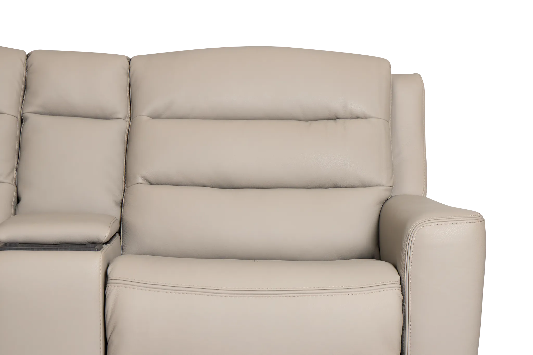 Wilder Taupe Leather Large Triple Power Reclining Two-arm Sectional