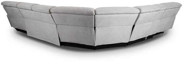 Callum Light Gray Fabric Medium Right Reclining Chaise Sleeper Sectional