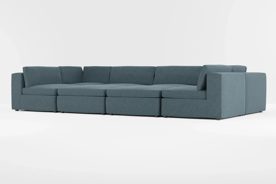 Destin Elevation Dark Blue Fabric 8-piece Pit Sectional