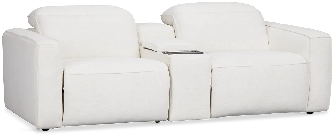 Ryland White Fabric Power Reclining Console Sofa