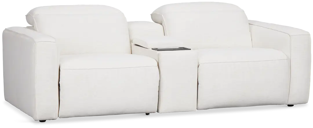 Ryland White Fabric Power Reclining Console Sofa Ryland White Fabric Power Reclining Console Sofa