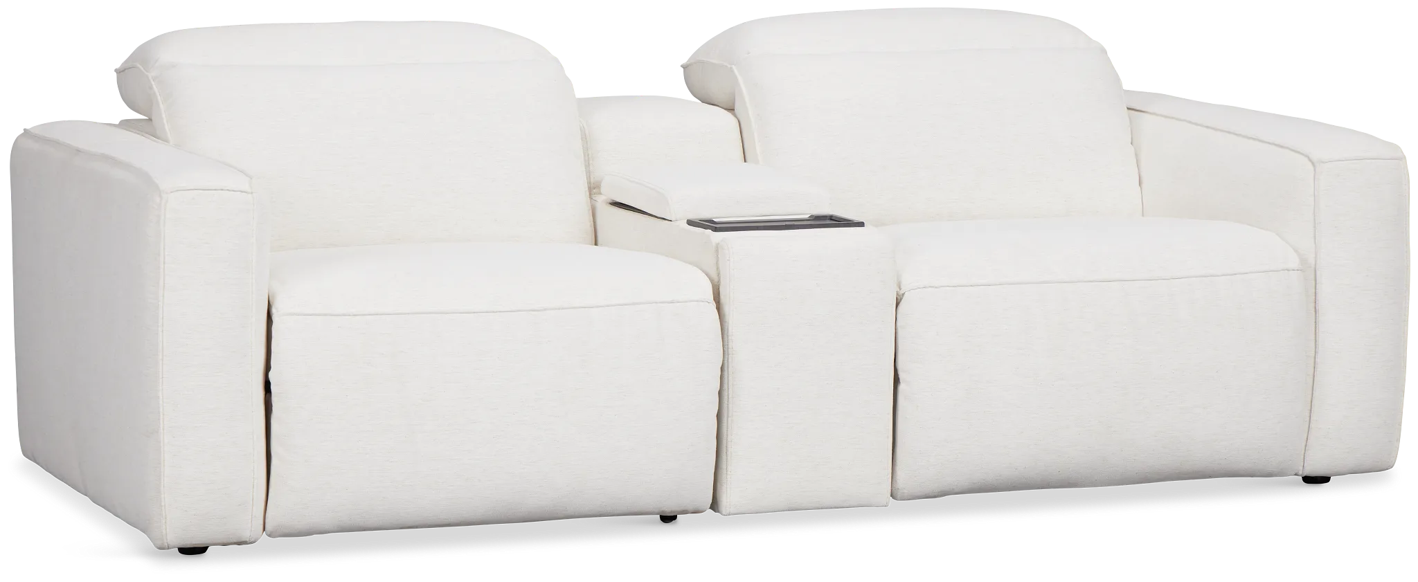 Ryland White Fabric Power Reclining Console Sofa