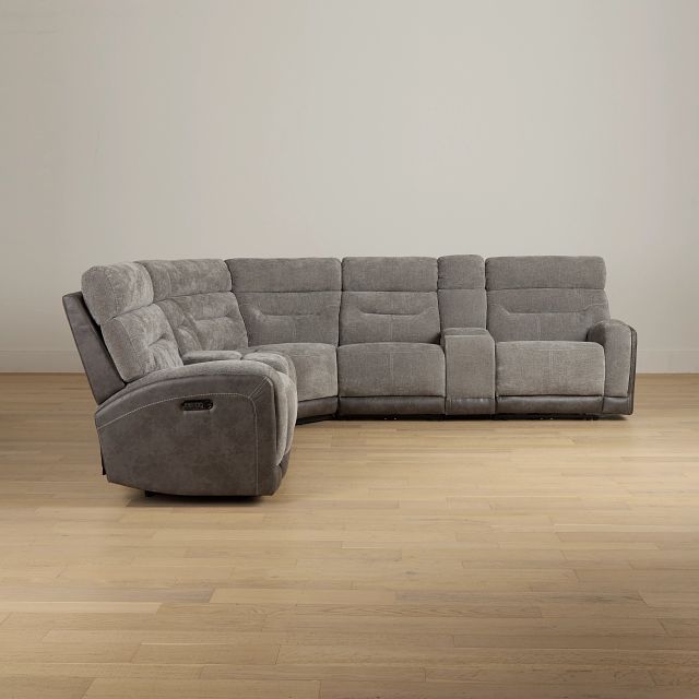 Travis Gray Fabric Large Dual Power Reclining Two-arm Sectional