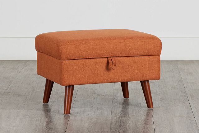 Raya Orange Fabric Storage Ottoman