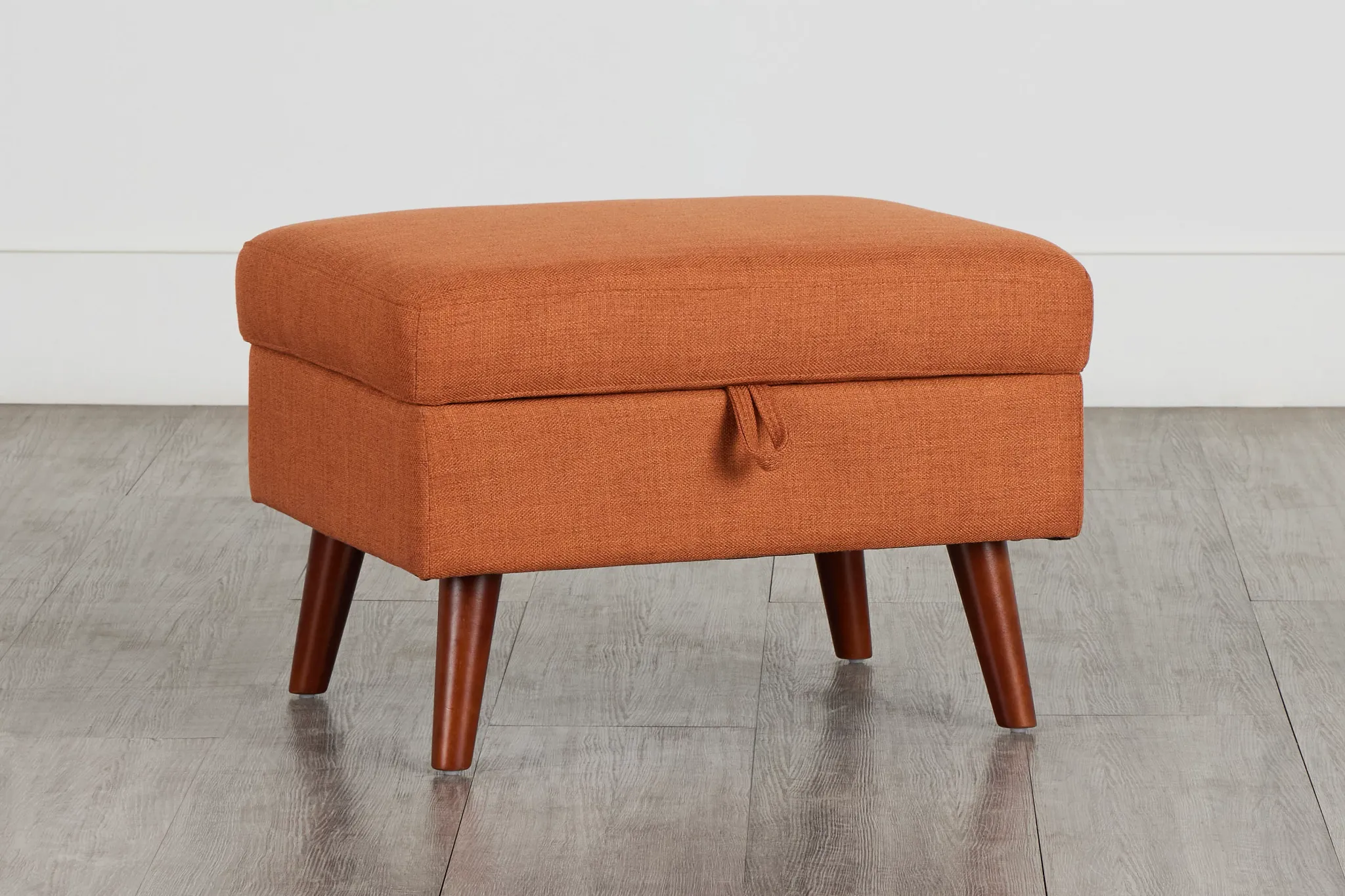 Raya Orange Fabric Storage Ottoman