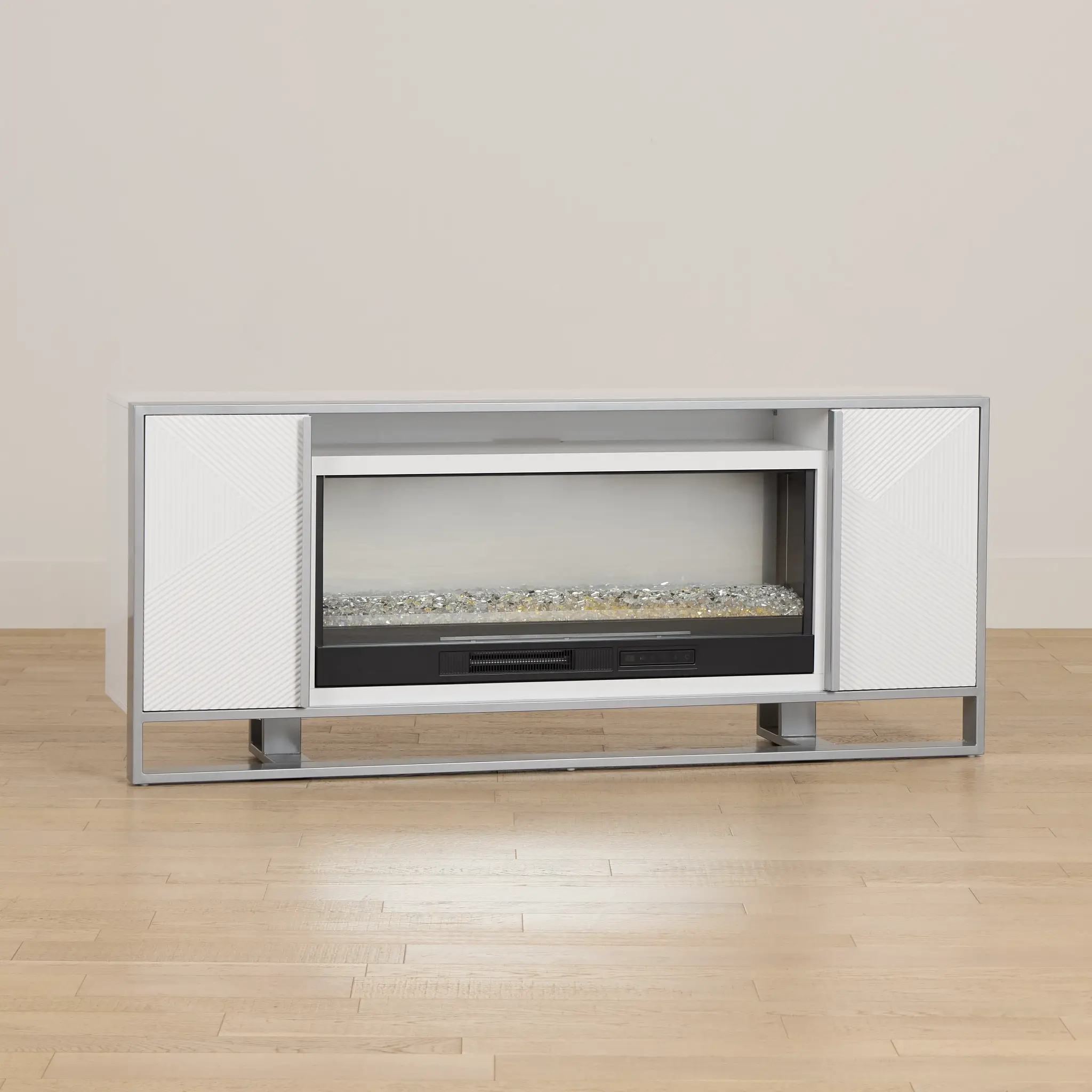 Stanley White 72" Tv Stand With Fireplace Insert Stanley White 72" Tv Stand With Fireplace Insert