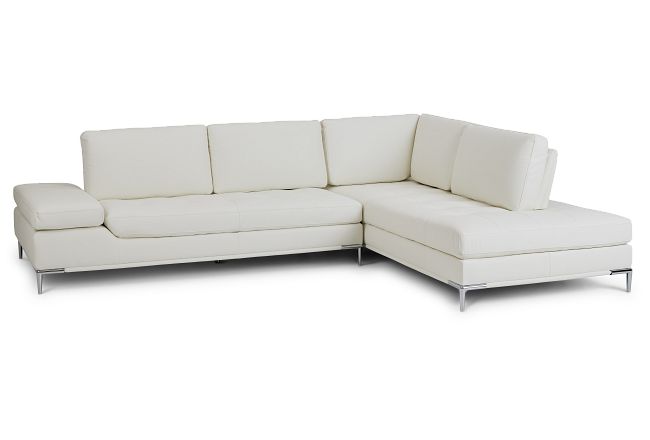 Camden White Micro Right Chaise Sectional