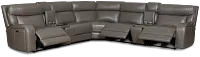 Jasper Gray Leather Large Triple Power Reclining Two-arm Sectional