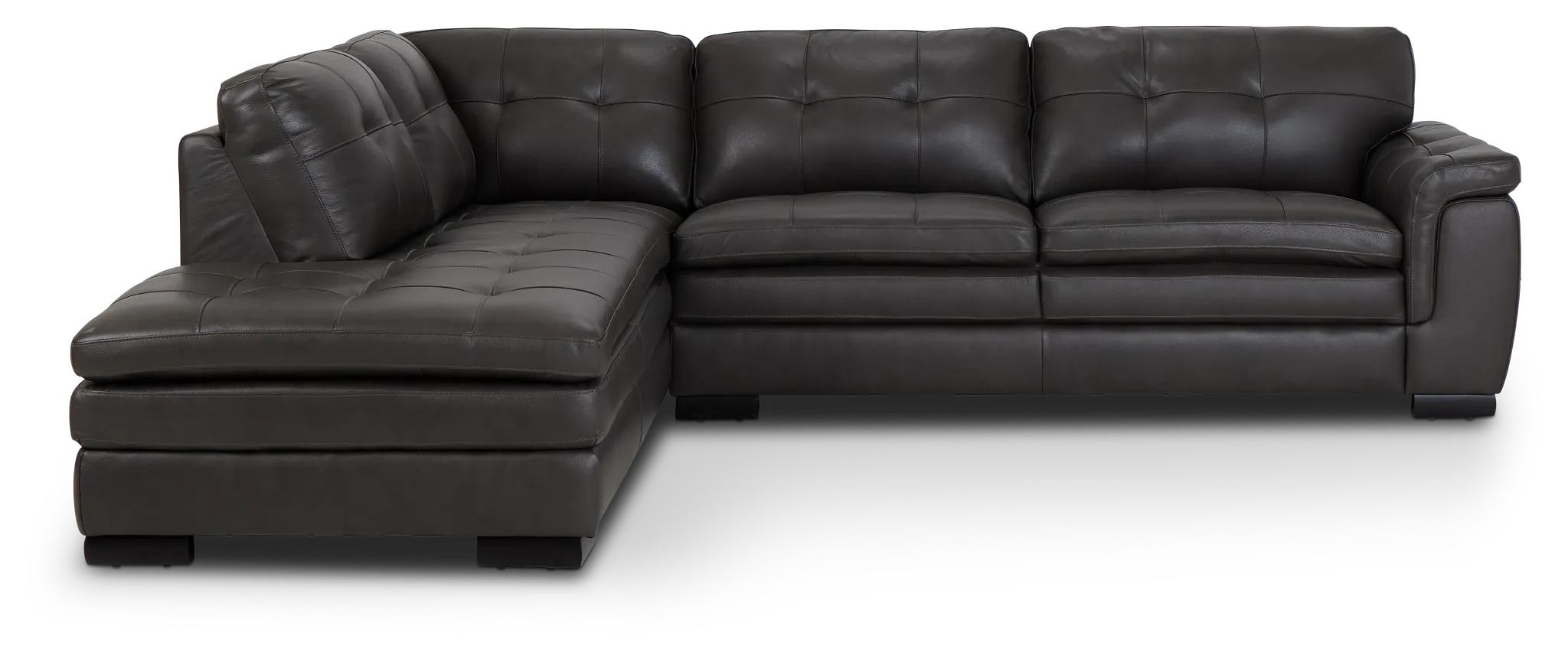 Braden Dark Gray Leather Small Left Bumper Sectional